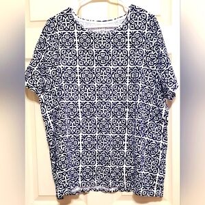 Talbots Woman's Classic Crewneck Tee Safari Print. Size 3X